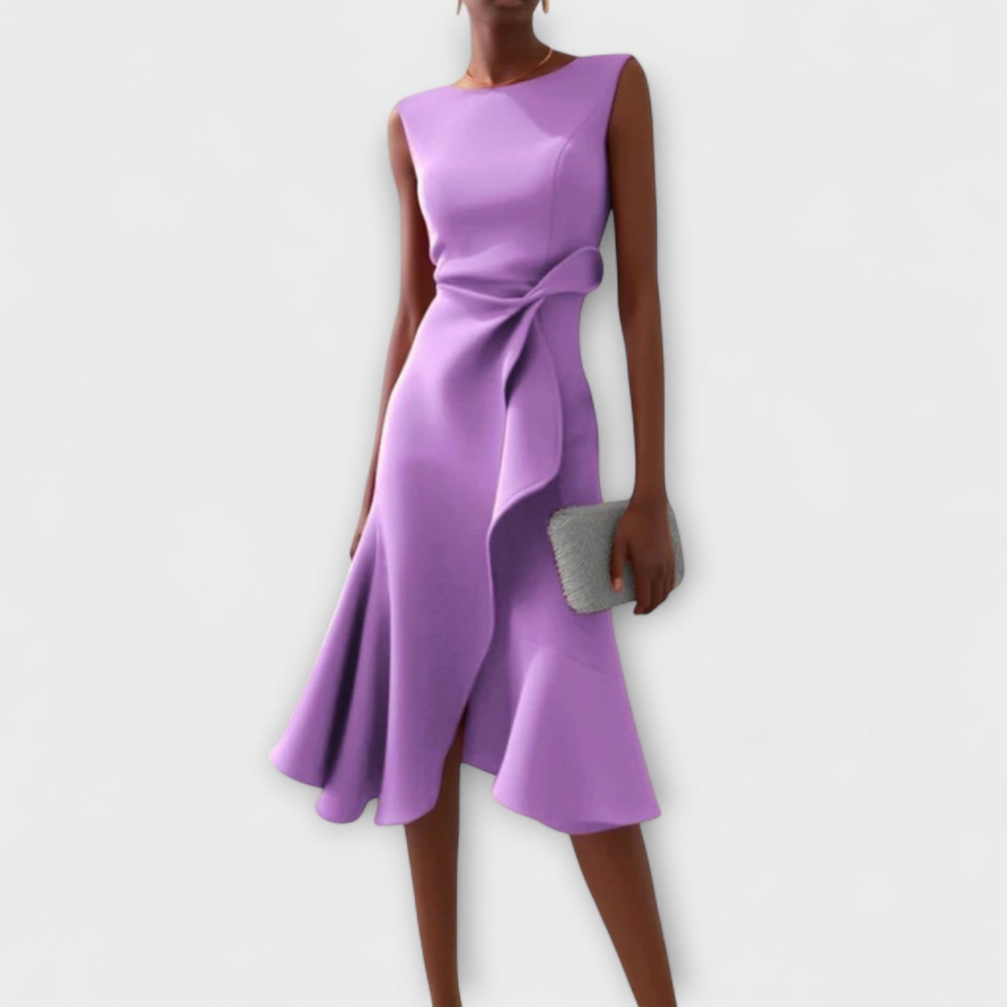 CD | Juliette™ - Rochie midi elegantă drapată asimetrică