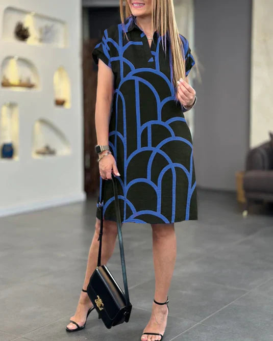 CD | Rochie midi cu imprimeu și mâneci scurte