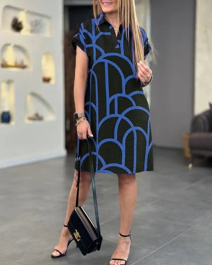 CD | Rochie midi cu imprimeu și mâneci scurte