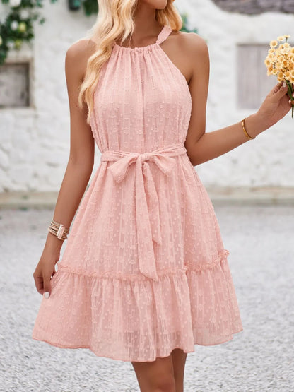 CD | Rochie mini cami fără mâneci cu volane legate