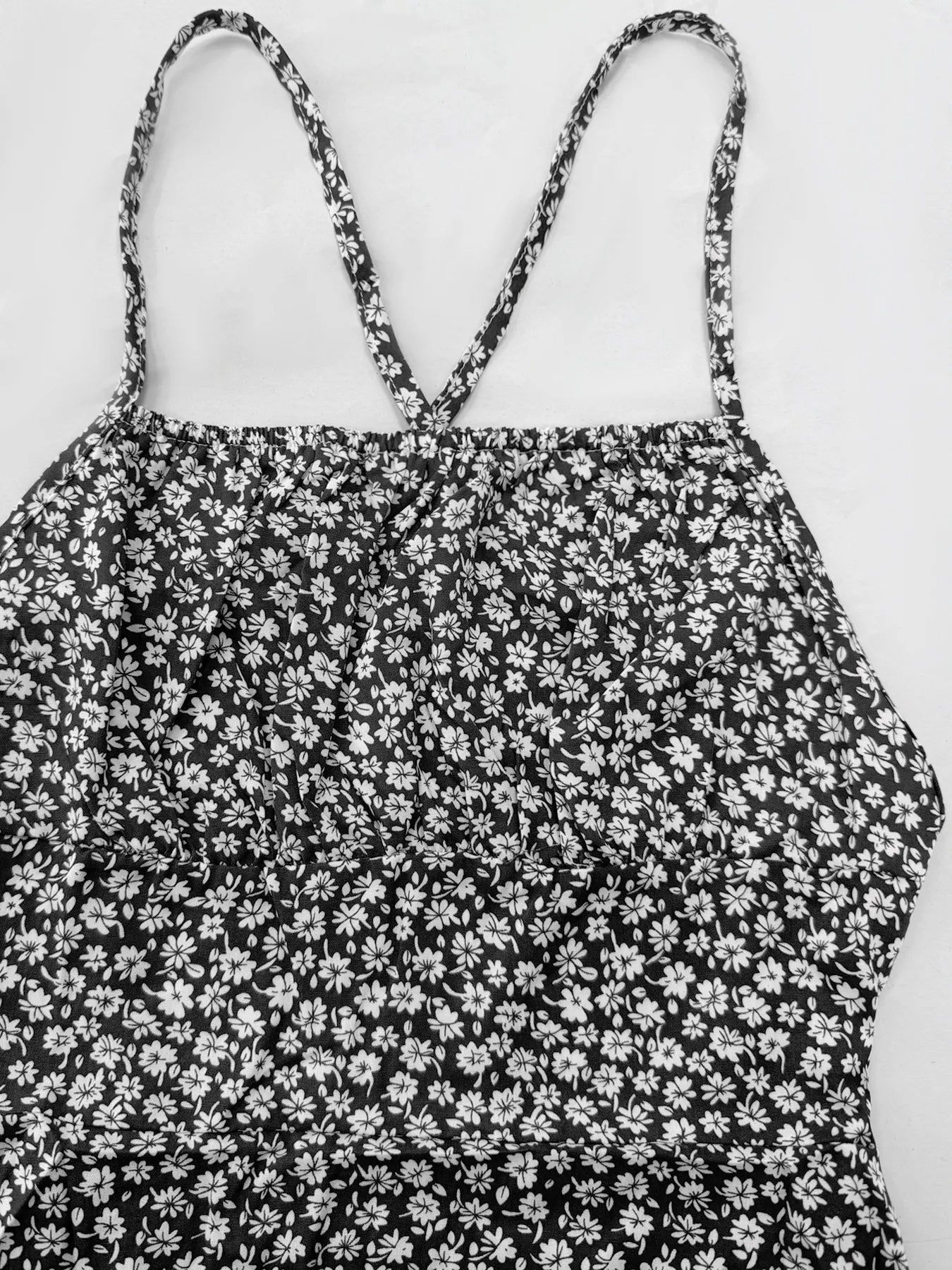 CD | Floral Print Spaghetti Strap Vara Mini Rochie