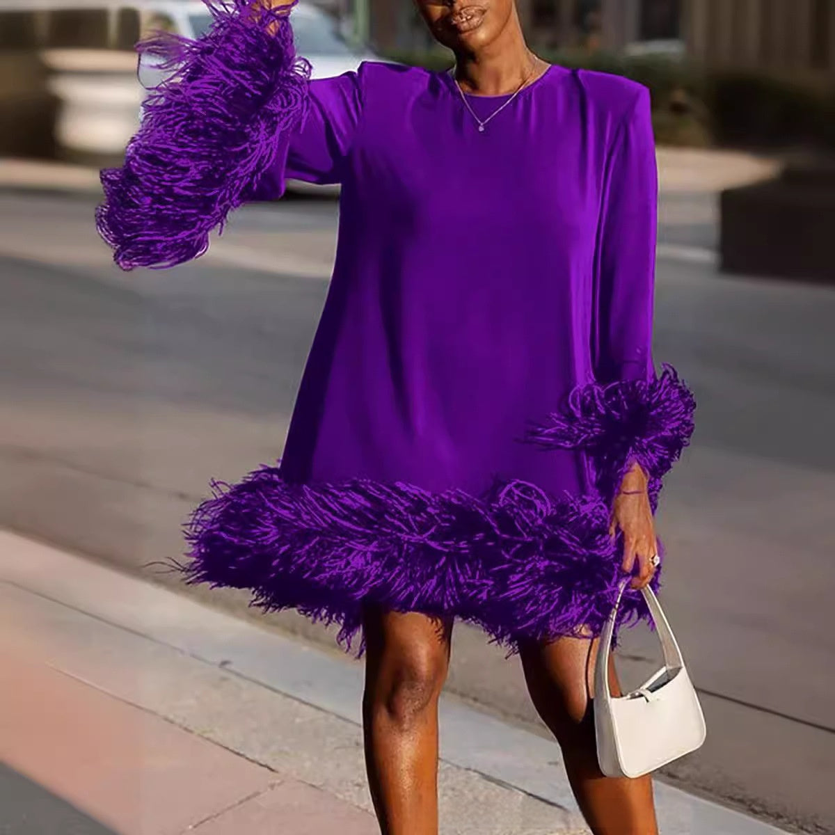 CD | European și american pană rochie Casual rochie casual