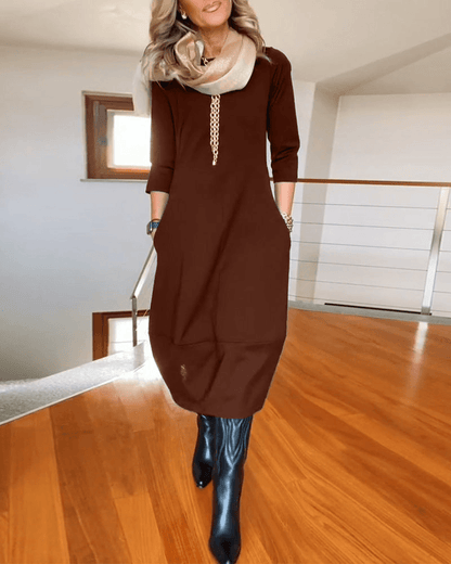 CD | Rochie midi elegantă pentru femei cu pliuri subtile