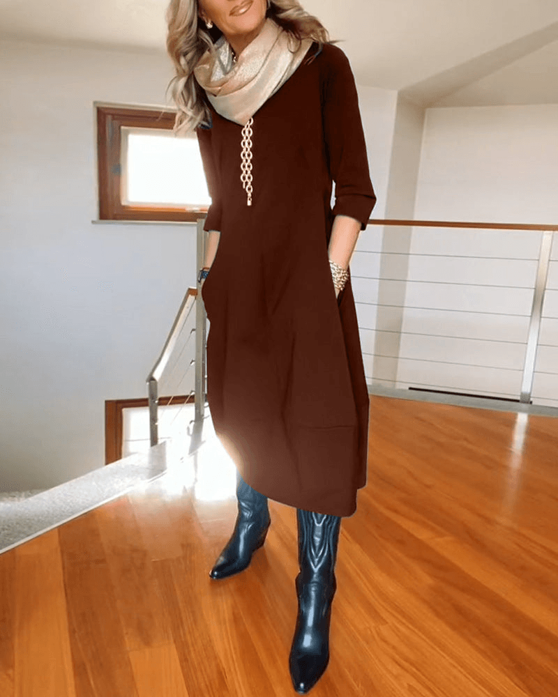 CD | Rochie midi elegantă pentru femei cu pliuri subtile