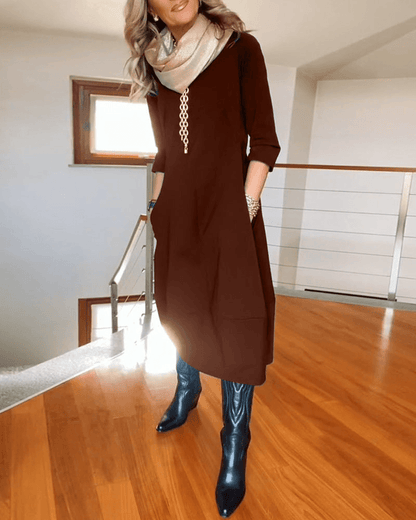 CD | Rochie midi elegantă pentru femei cu pliuri subtile
