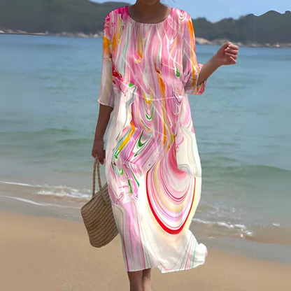 CD | Rochie midi elegantă pentru femei - fluidă, ușoară, stil pe tot parcursul anului pentru șic fără efort