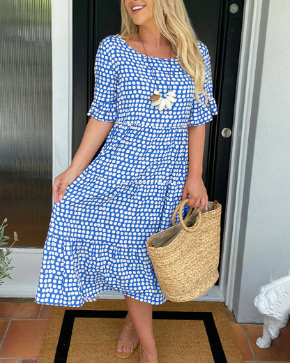 CD | Rochie midi cu decolteu rotund și model polka dot