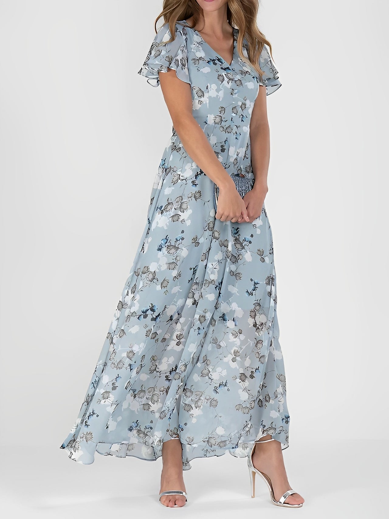 CD | Rochie midi elegantă cu imprimeu floral pentru femei