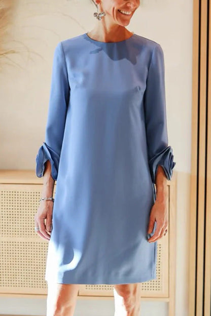 CD | Meina Floare decorat manșete rotund gât buzunar Casual Mini rochie