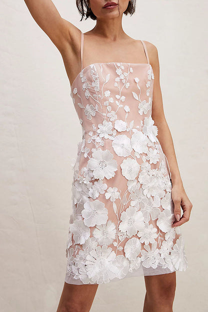 CD | Floral Applique bretele reglabile Mini rochie