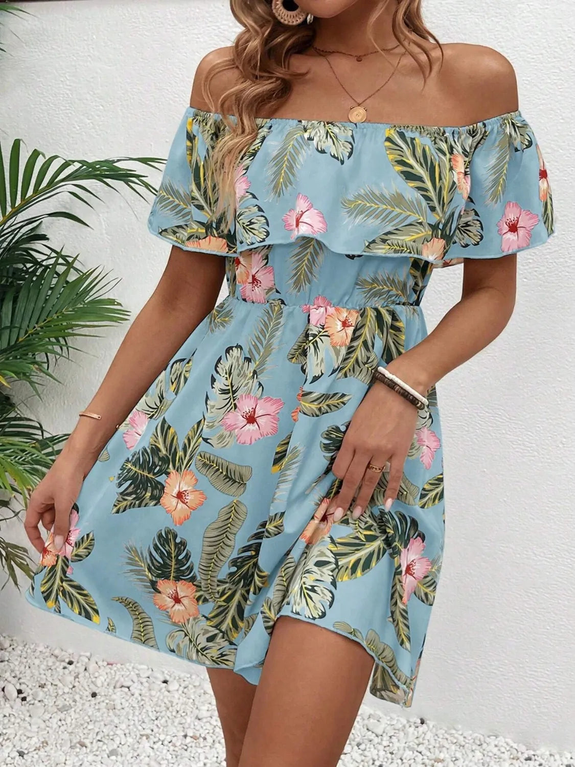 CD | Rochie mini imprimată fără umeri