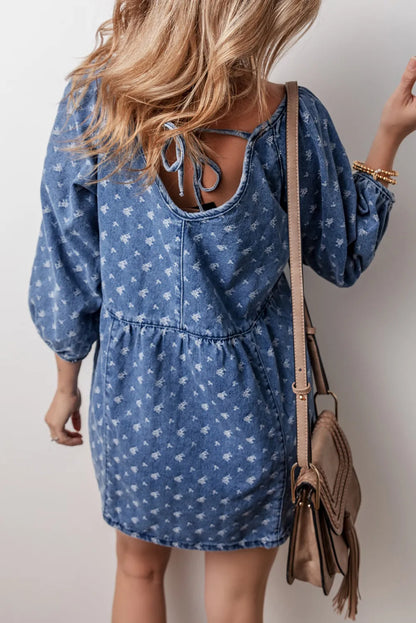 CD | Rochie mini din denim legată cu decolteu în V
