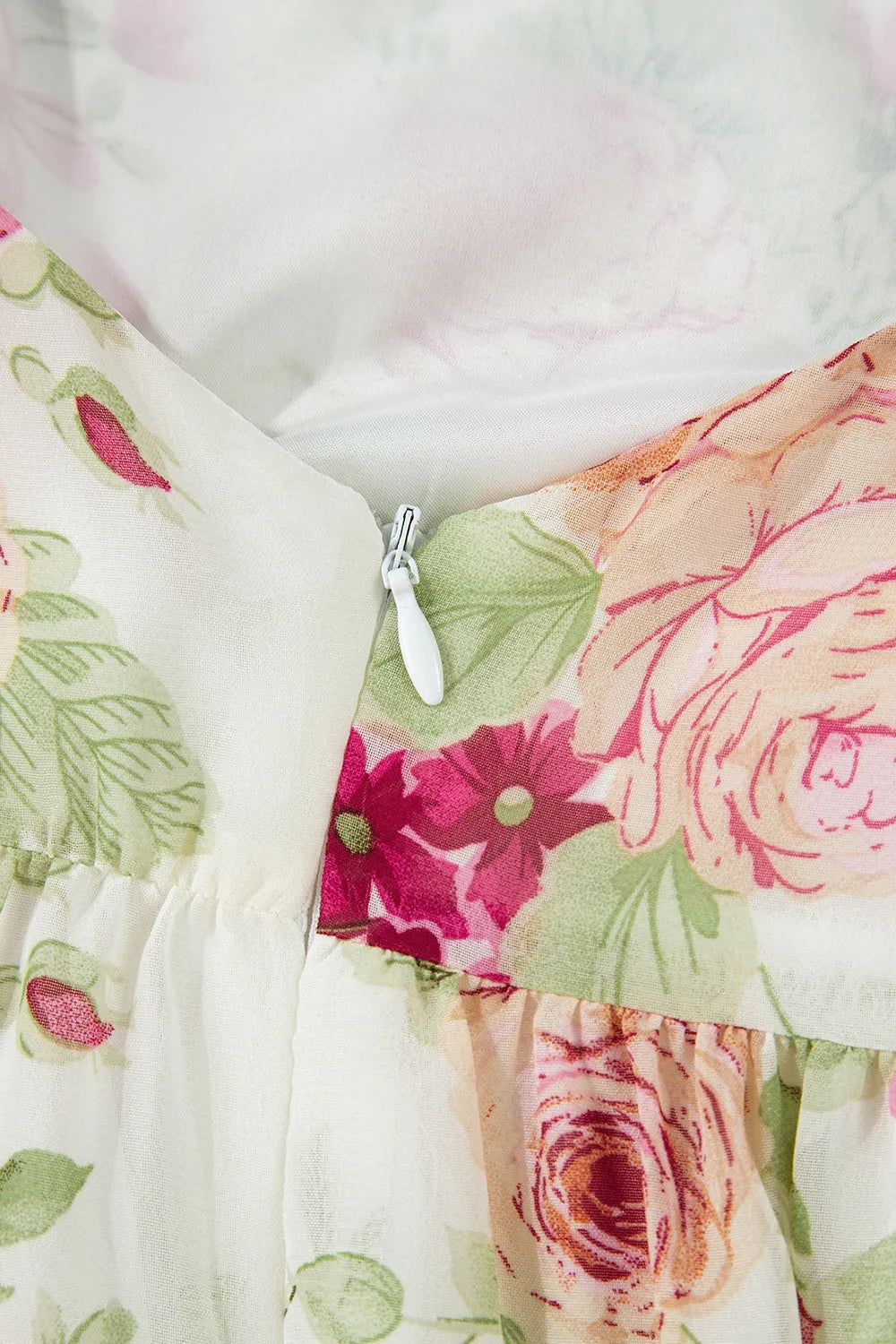 CD | Floral Bubble Sleeve Sweetheart gât Ruffle Mini rochie
