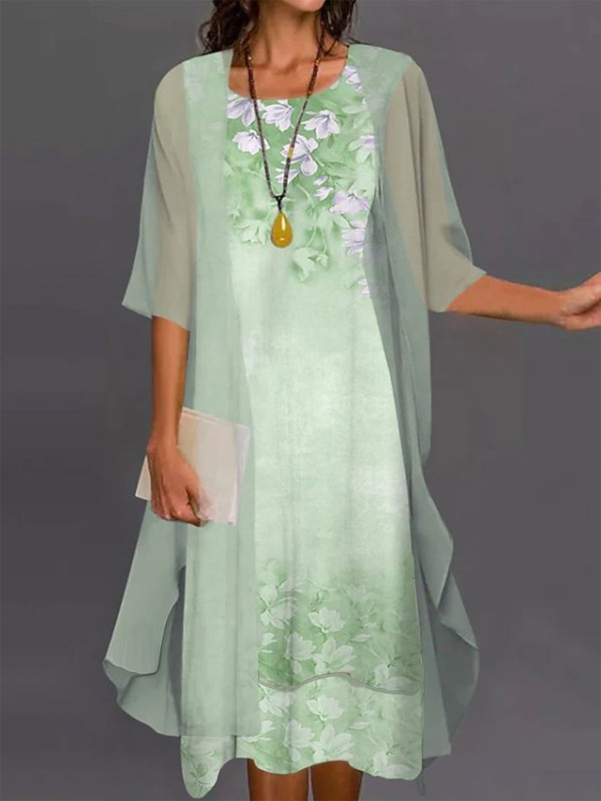 CD | rochie midi din două piese cu model floral pentru femei AH315