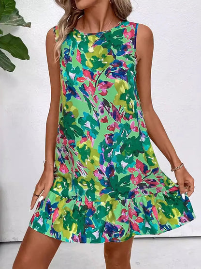 CD | Rochie mini de vară imprimată fără mâneci