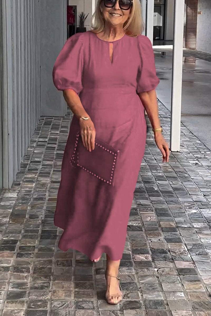CD | Rochie monocoloră din bumbac și in