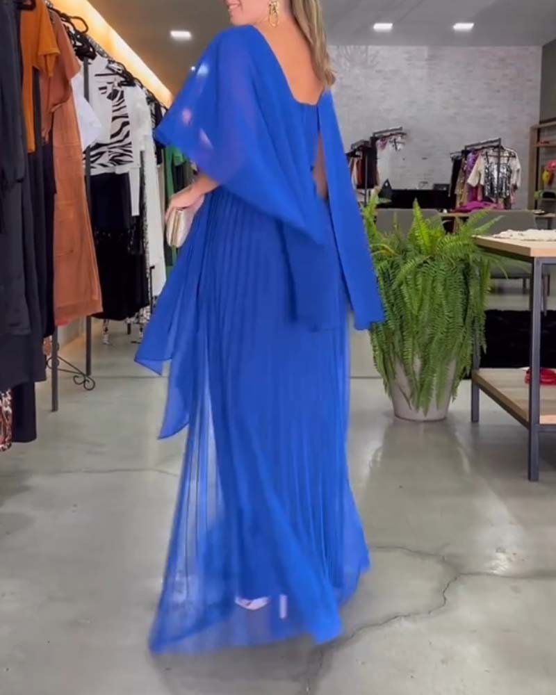 CD | Rochie lungă cu decolteu rotund și A-line