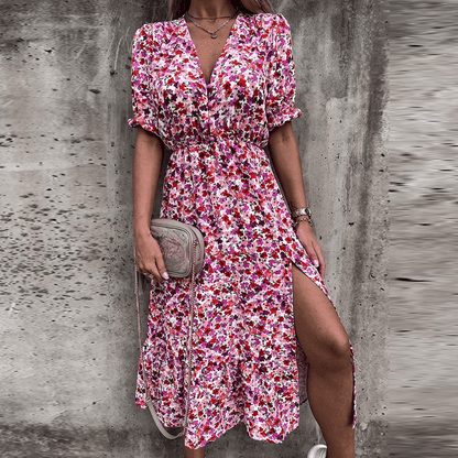 CD | Rochie midi de vară pentru femei - rochie ușoară, fluidă, fără mâneci