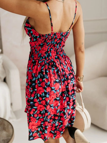 CD | Tropical Print Spaghetti Strap Mini Rochie