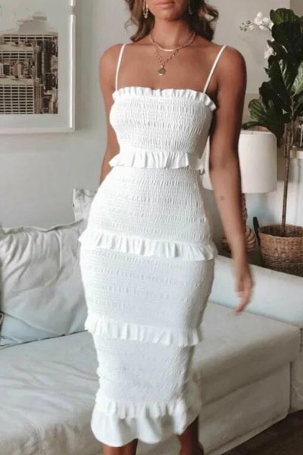 CD | Rochie midi cu volane Smocked
