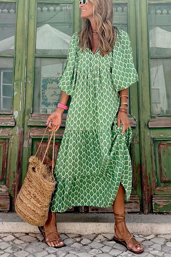 CD | Rochie midi cu mâneci bufante