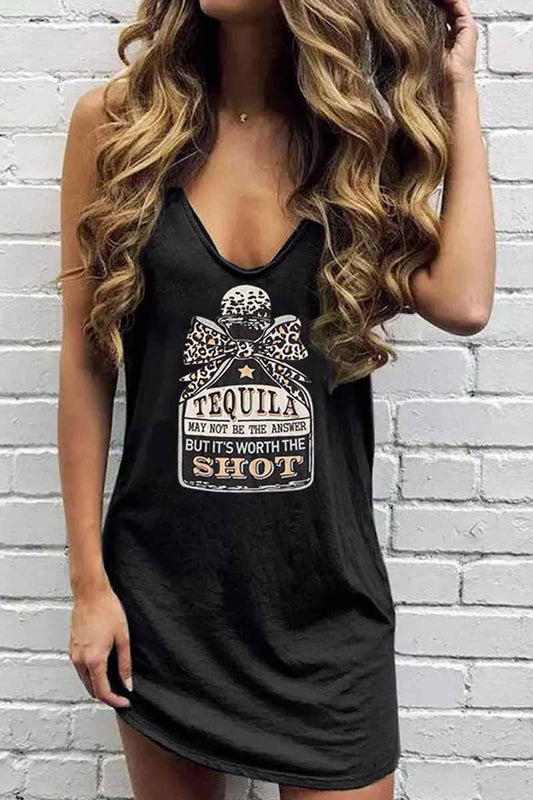 CD | Tequila It's Worth the Shot Leopard Print Rochie mini fără mâneci