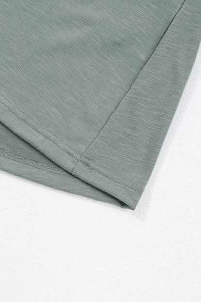CD | Ruffled Gathered cusătură rotund gât rochie tricou