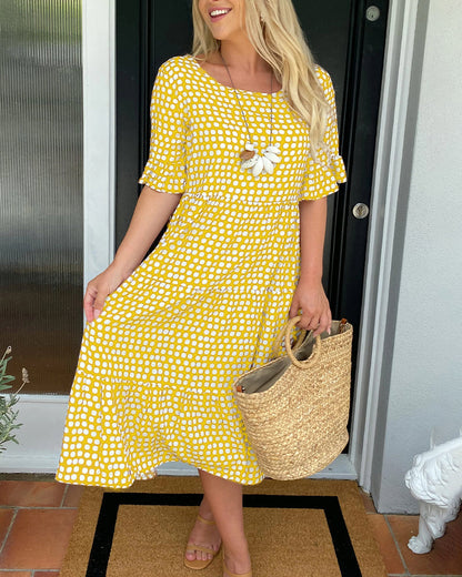CD | Rochie midi cu decolteu rotund și model polka dot