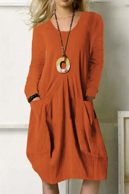 CD | Loose Casual rochie lungă Unicolor buzunar rochie