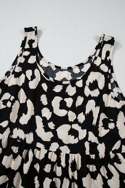 CD | Rochie mini de vară fără mâneci cu imprimeu leopard