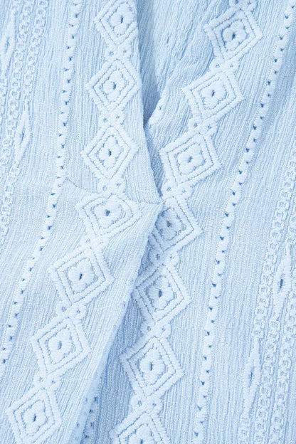 CD | Jacquard textură Mini rochie evazată cu mâneci scurte și decolteu crestat