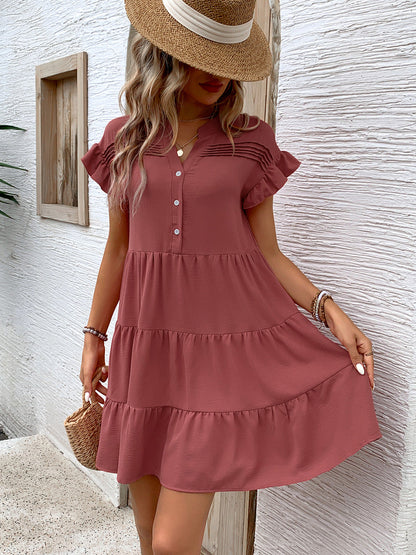 CD | Rochie mini cu mâneci crestate cu volane