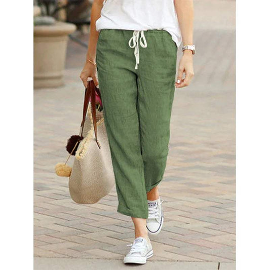 CD | Pantaloni casual din in pentru femei