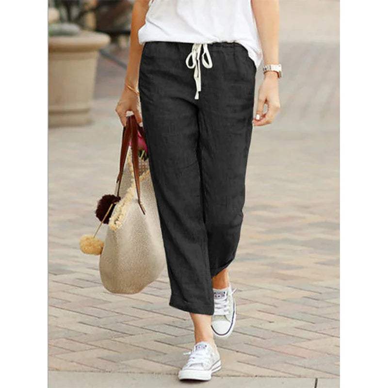 CD | Pantaloni casual din in pentru femei