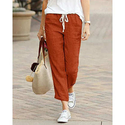 CD | Pantaloni casual din in pentru femei