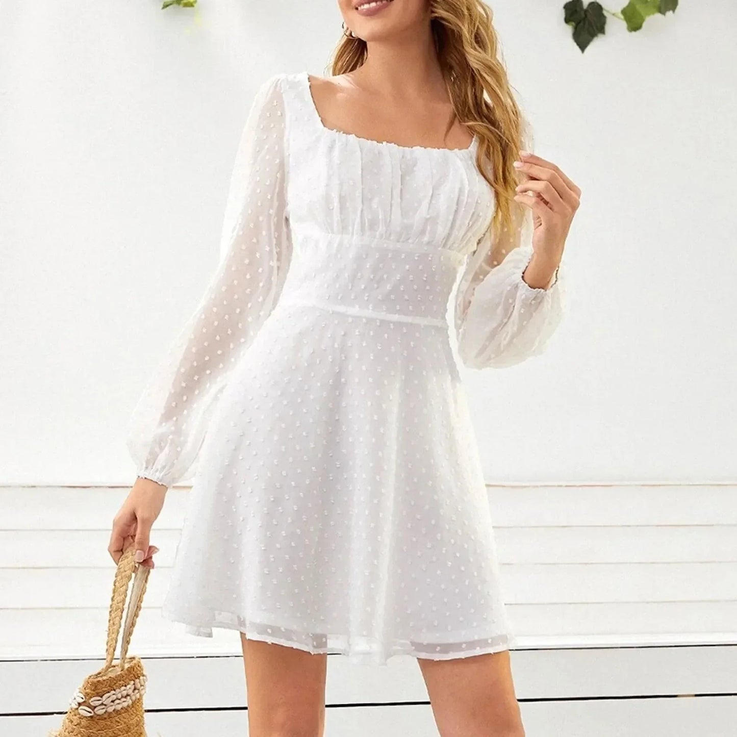CD | 2024 Temperament de iarnă Elegant moda casual cu mâneci lungi și talie înaltă rochie midi