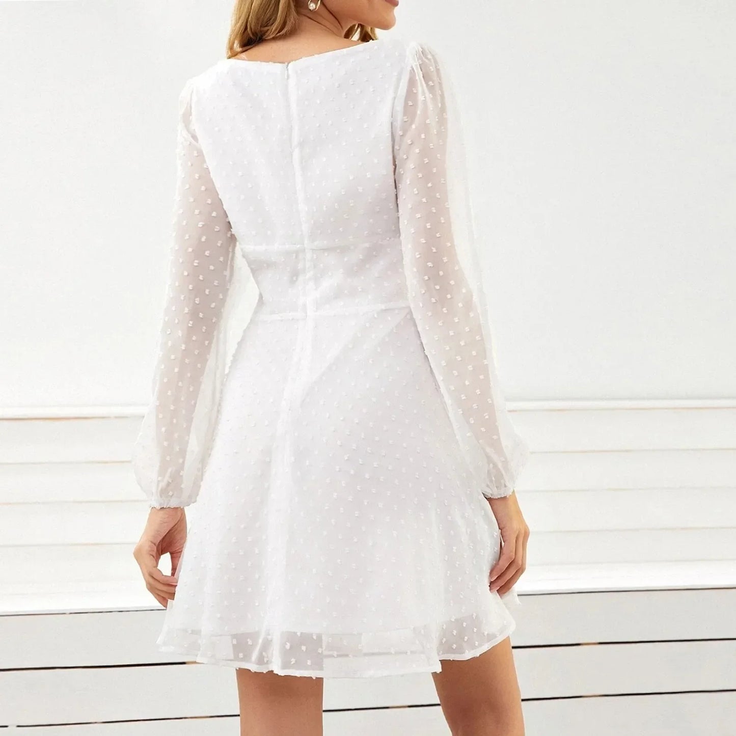 CD | 2024 Temperament de iarnă Elegant moda casual cu mâneci lungi și talie înaltă rochie midi