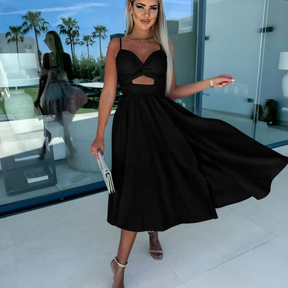 CD | Rochie midi fără bretele cu fundiță
