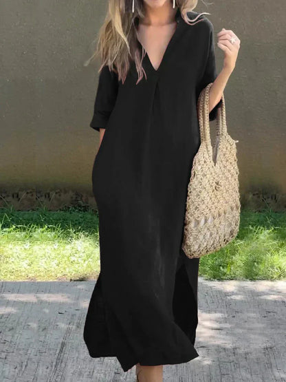 CD | Chic V-neck vara rochie maxi