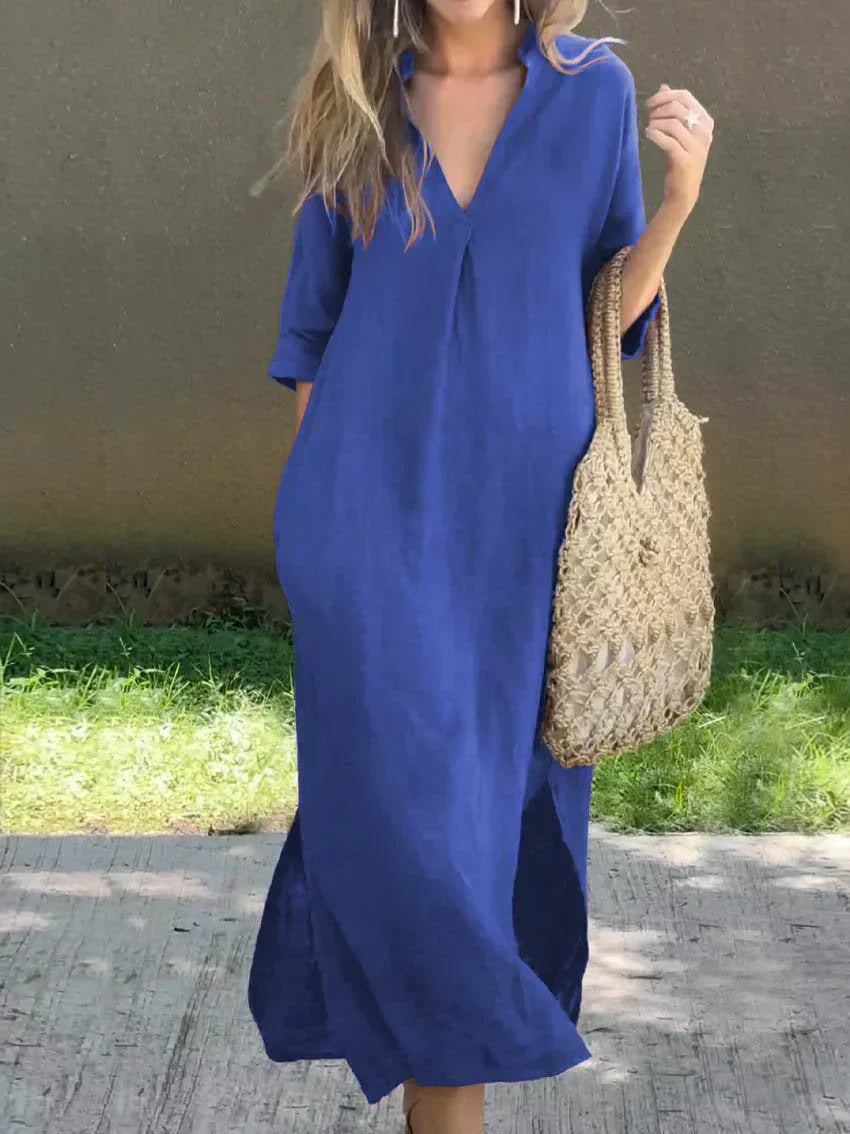 CD | Chic V-neck vara rochie maxi