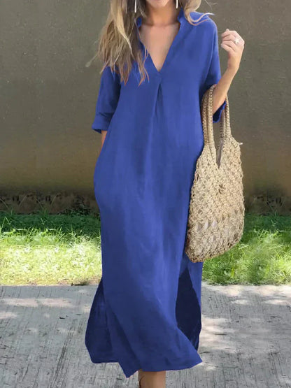 CD | Chic V-neck vara rochie maxi