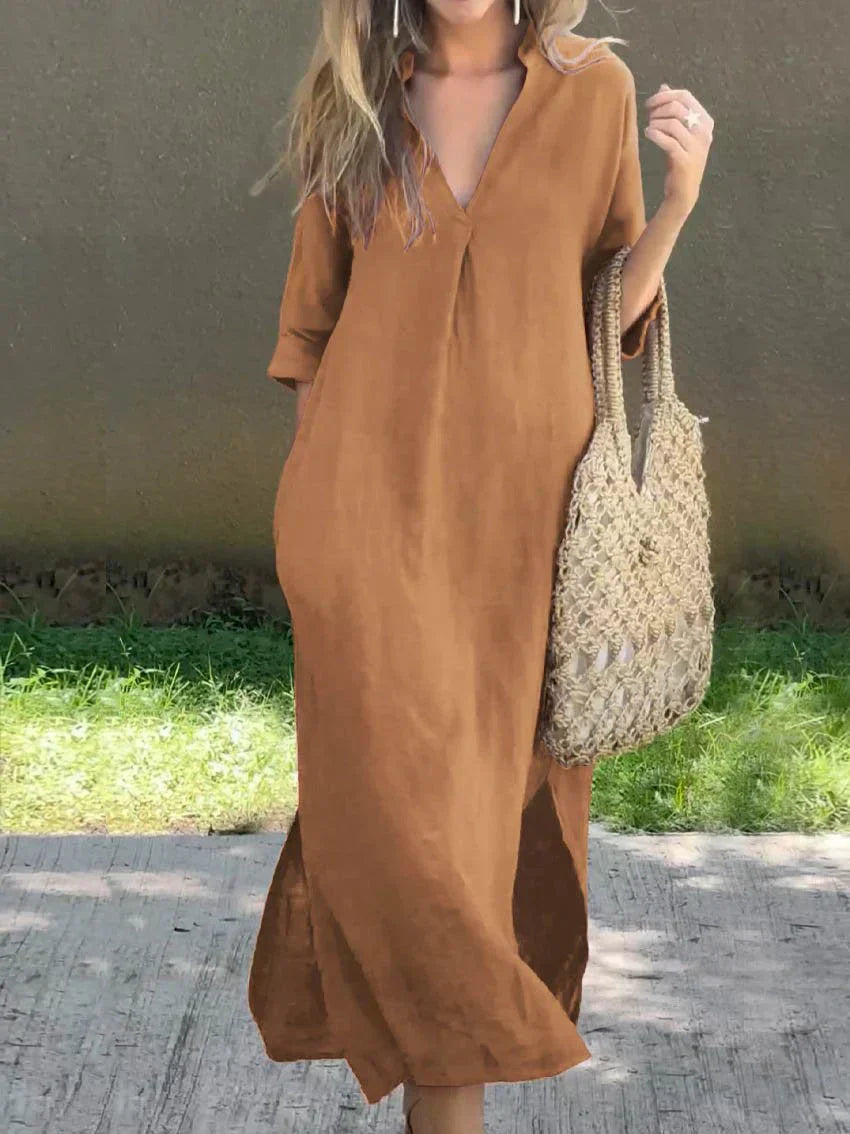 CD | Chic V-neck vara rochie maxi