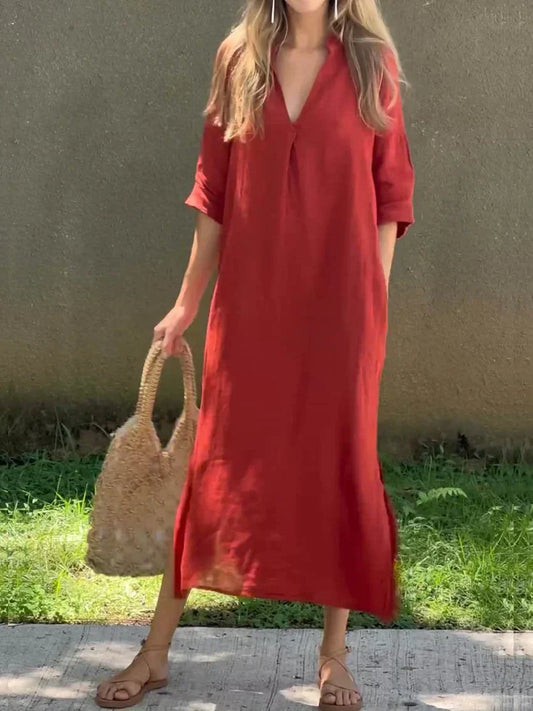 CD | Chic V-neck vara rochie maxi