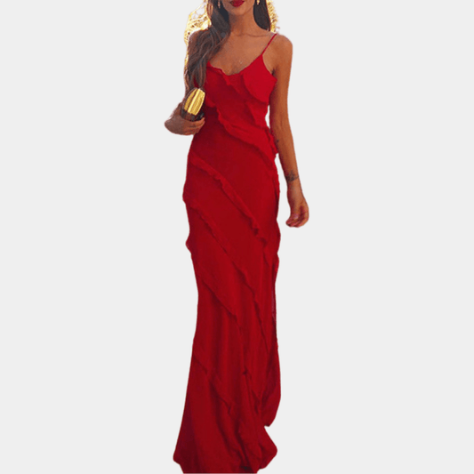 CD | Rochie de seară pentru femei - Rochie lungă până la podea - Bretele spaghetti - Potrivit pentru ocazii formale