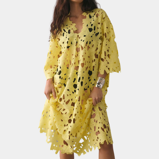 CD | Rochie midi elegantă cu broderie și drapaj fluid