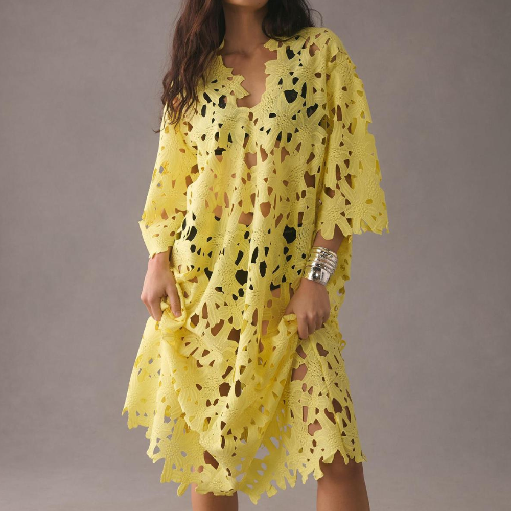 CD | Rochie midi elegantă cu broderie și drapaj fluid