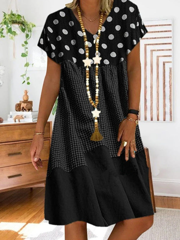 CD | Rochie midi patchwork cu imprimeu în carouri