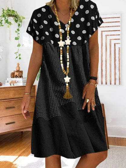 CD | Rochie midi patchwork cu imprimeu în carouri
