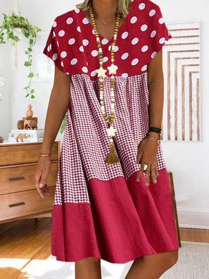 CD | Rochie midi patchwork cu imprimeu în carouri