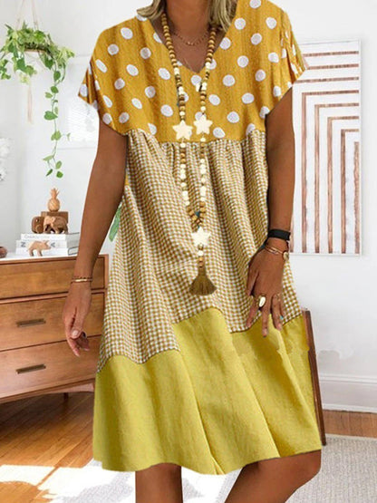 CD | Rochie midi patchwork cu imprimeu în carouri